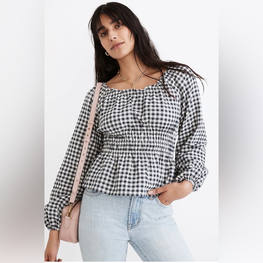 Madewell Sophia Top in Textured Windowpane